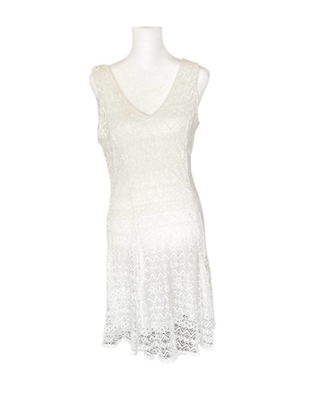 SirenLily White Lace Sleeveless Fit & Flare Dress Size L